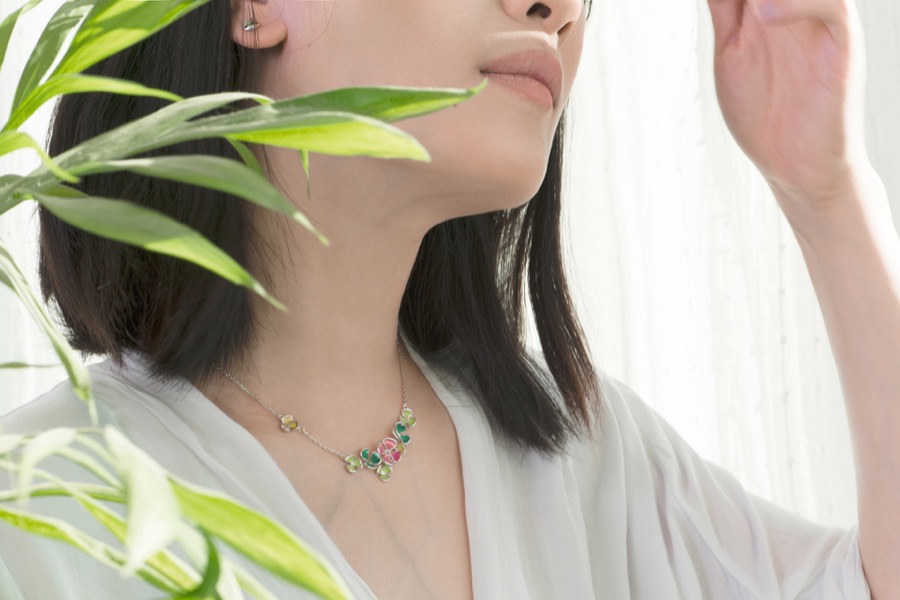 clover necklace-华美款-佩戴-03